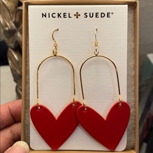 Nickel & Suede Red Sweethearts Earrings